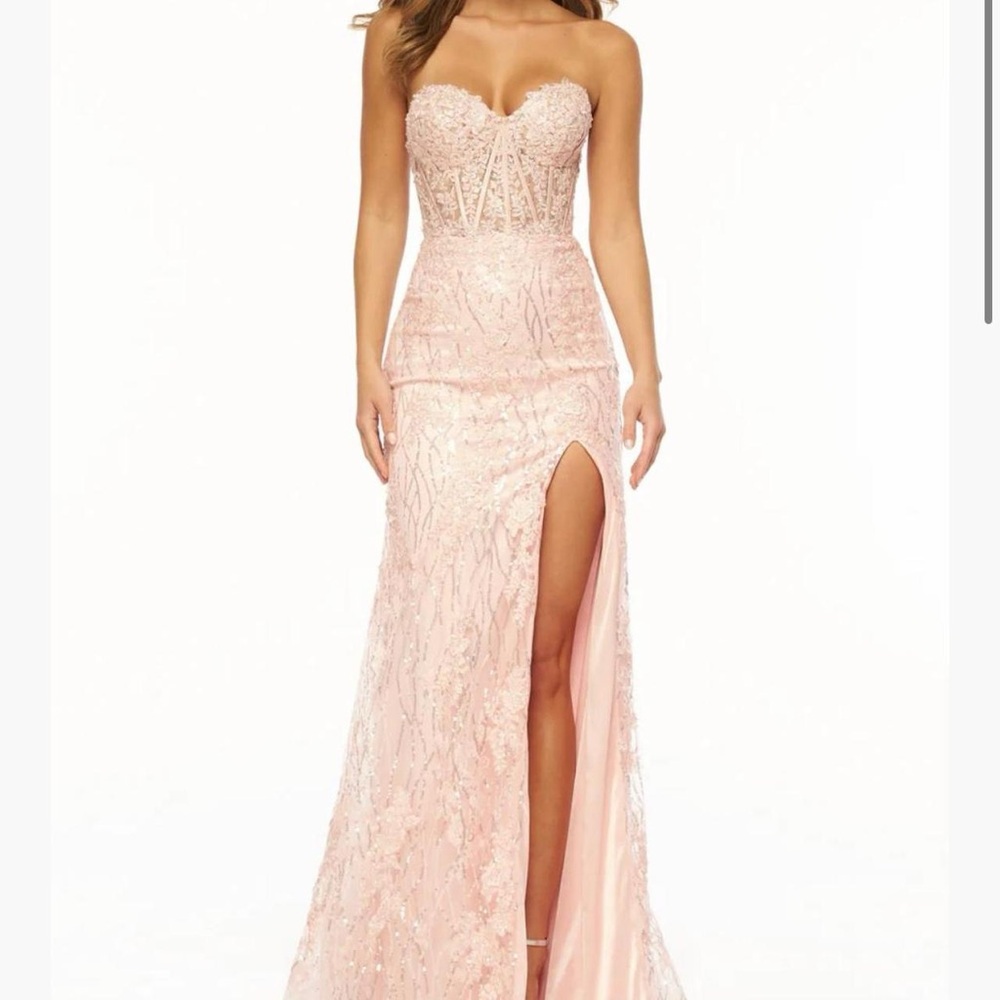 Sherri Hill Blush Strapless Prom Dress